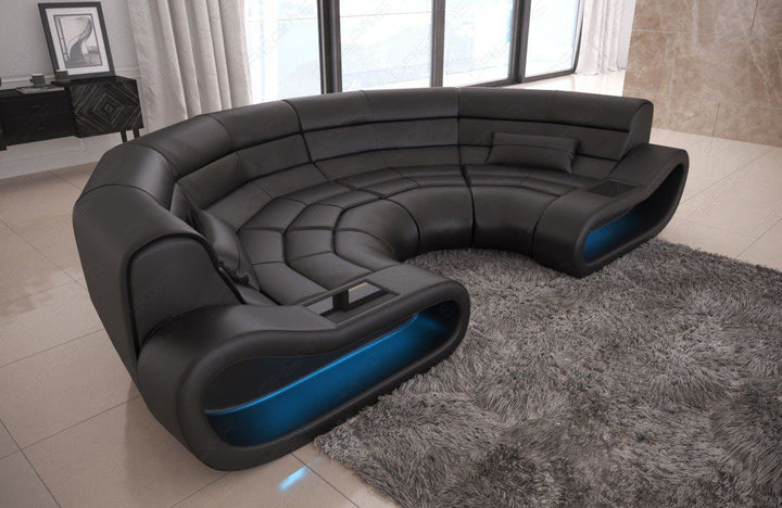Bigsofa Leder Concept mit Beleuchtung in schwarz