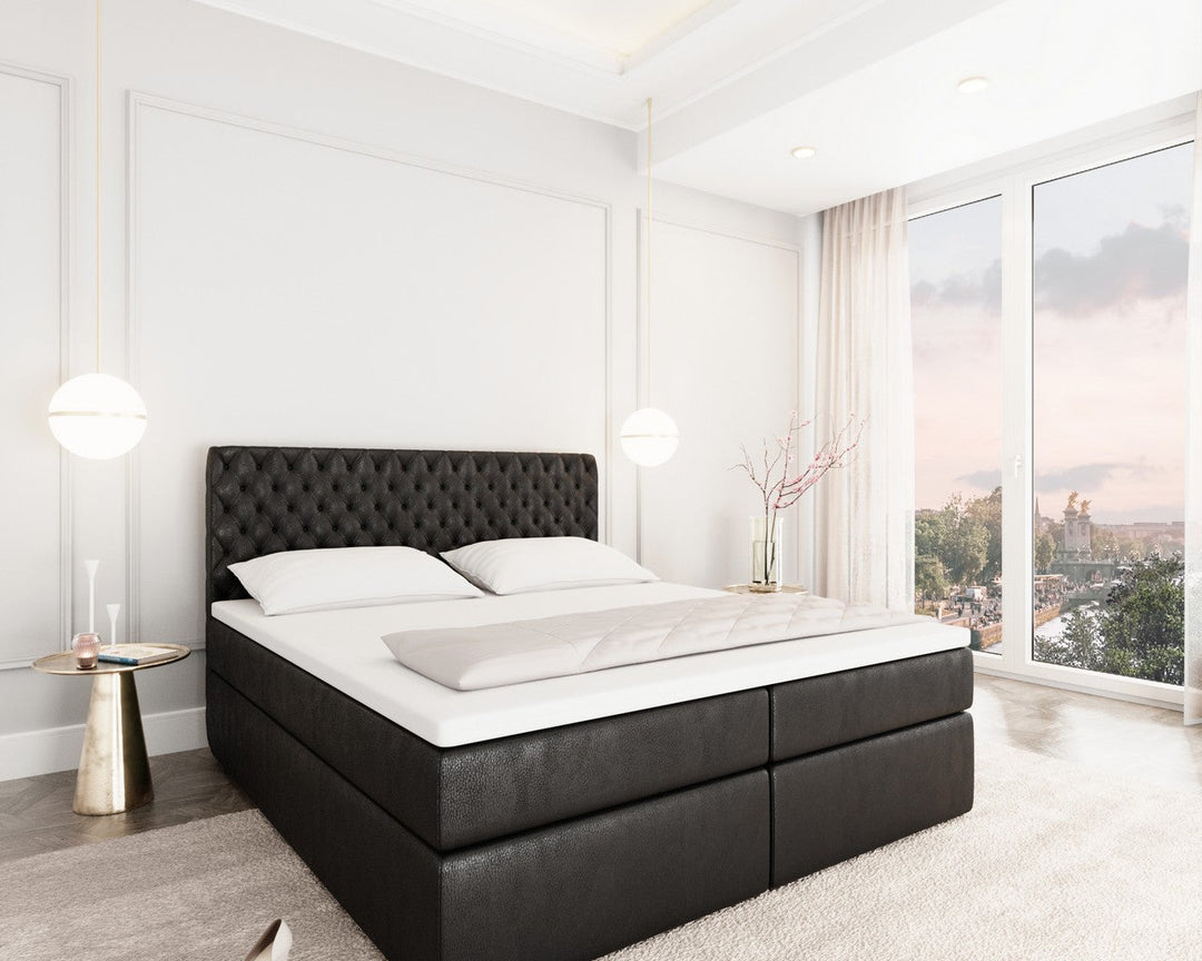 Boxspringbett Mejorada mit Bettkasten als Stauraum in Kunstleder 