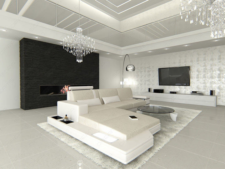 Modernes Ecksofa Messana L Form in elfenbein Hugo 1
