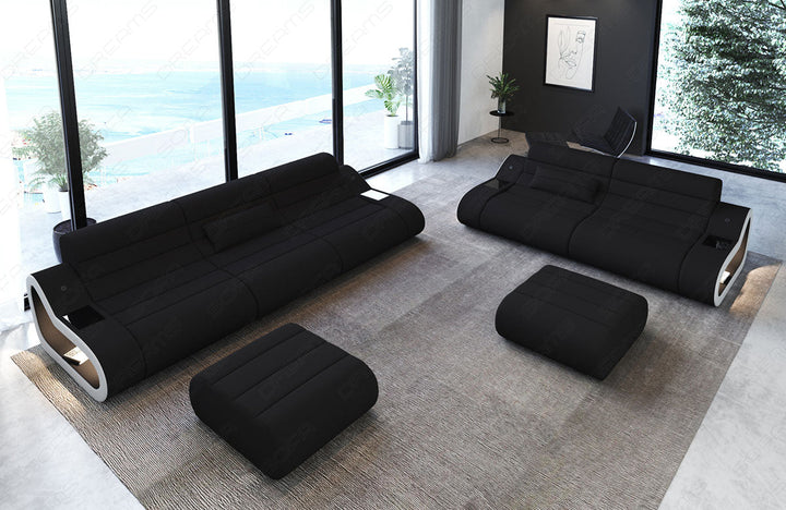 Sofa Couchgarnitur Concept 3-2 Mikrofaser Stoff in schwarz - Mineva14