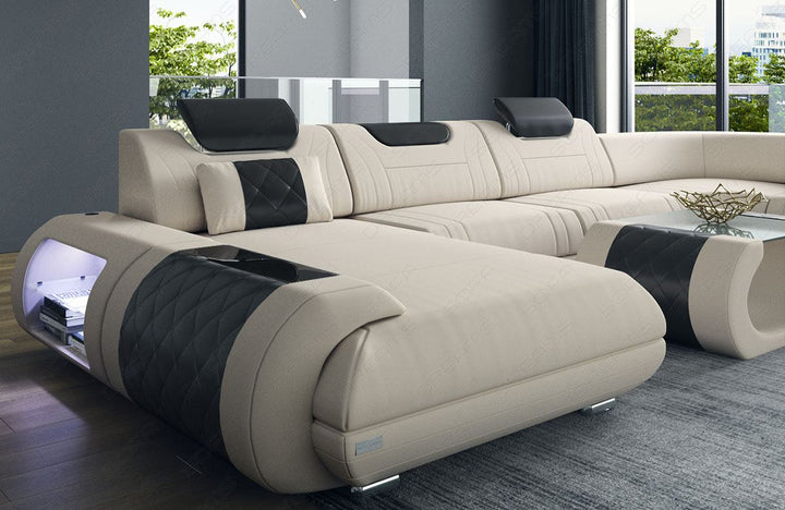 Detailbild groÃŸe Armlehne beim Polstersofa Rimini U Form in elfenbein - Mineva1