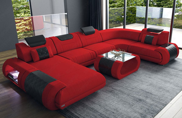 Polstersofa Wohnlandschaft Rimini U Form in rot - Mineva20