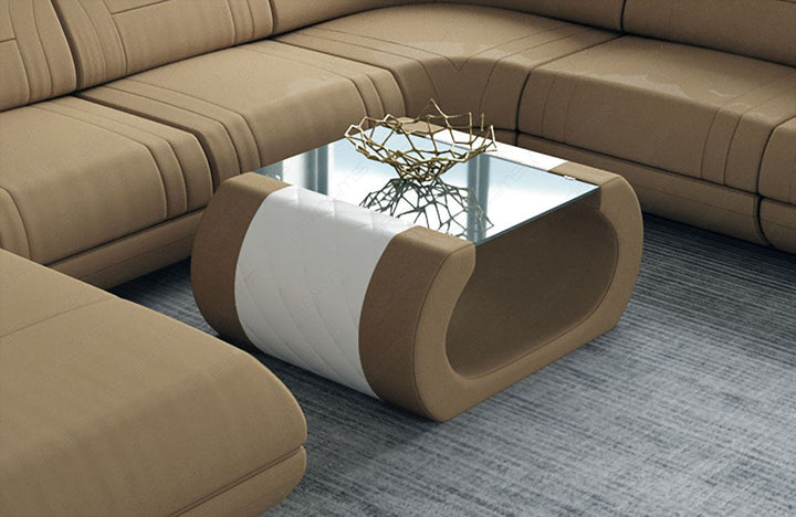 Stoff Couchtisch Rimini in cappuccino - Mineva6 Mikrofaser Stoff