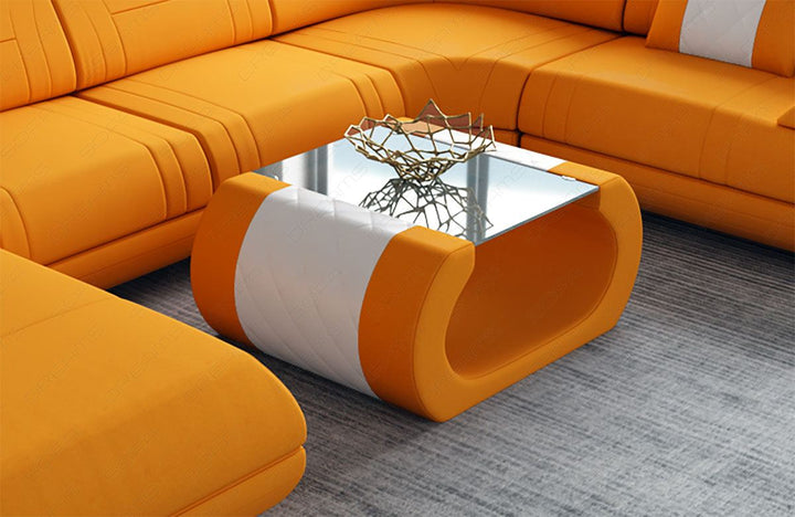 Stoff Couchtisch Rimini in orange - Mineva11 Mikrofaser Stoff