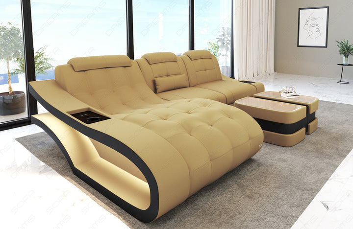 Polstersofa Elegante L Form mit LED Beleuchtung in beige - Mineva4