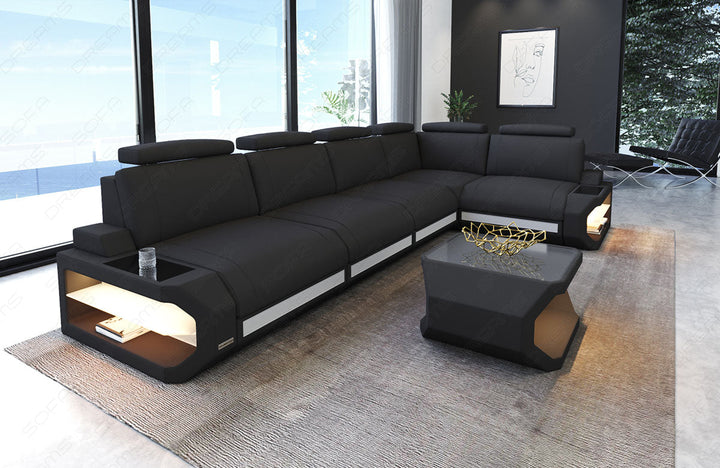 Luxus Ecksofa Siena L Form lang in dunkelgrau - Mineva8 Mikrofaser Stoff