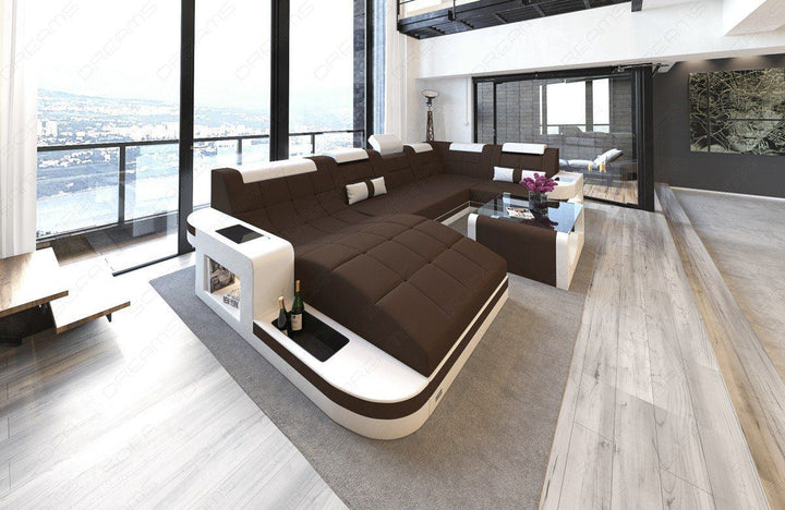 XL Stoff Couch Wave Mikrofaser dunkelbraun - Mineva7