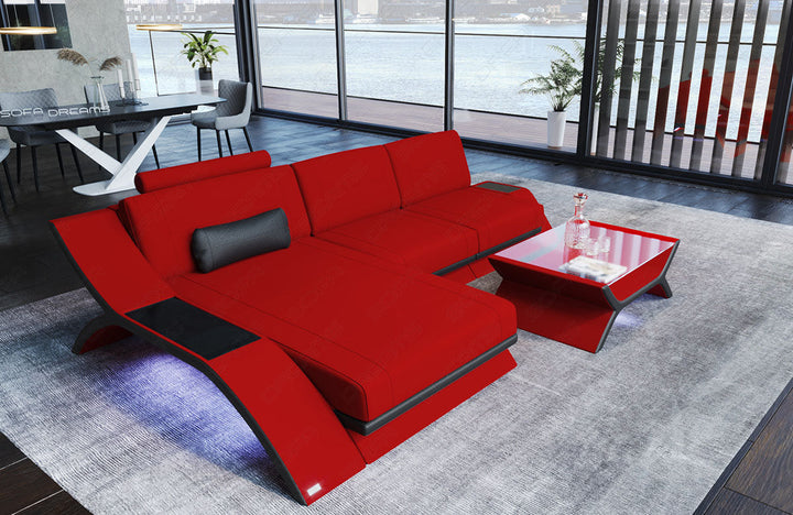 Mikrofaser Couch Calabria L Form in rot - Mineva20