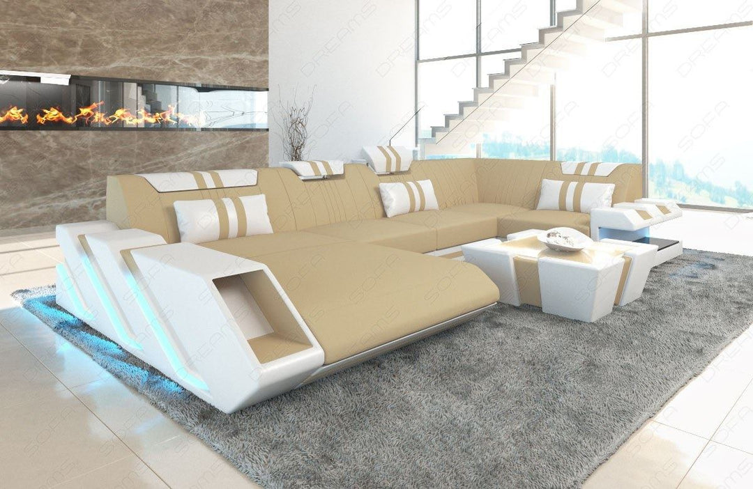 Polstersofa Wohnlandschaft Apollonia U Form Mikrofaser in beige - Mineva4