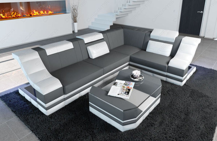 Mikrofaser Stoffsofa Bianchi L Form in grau - Mineva15