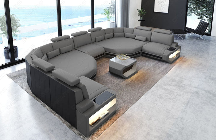 Polster Sofa Wohnlandschaft Asti XXL in hellgrau - Mineva12