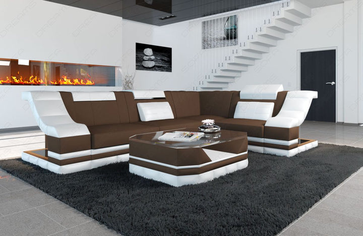 Mikrofaser Stoffsofa Bianchi L Form in dunkelbraun - Mineva7