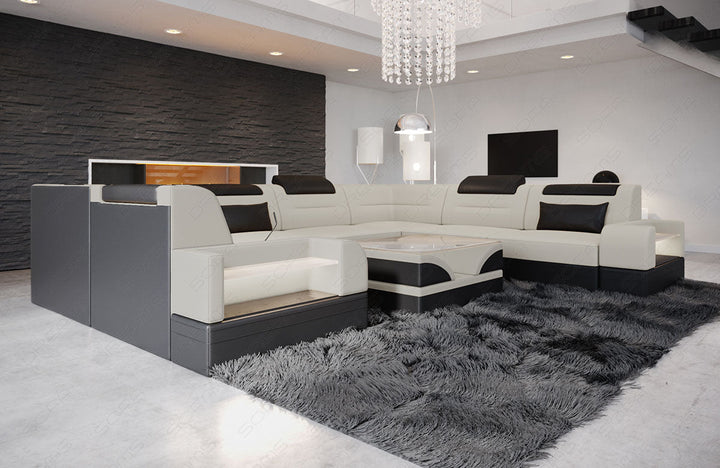 Stoffsofa Trivento U Form Mini in elfenbein - Mineva1 Mikrofaser Stoff