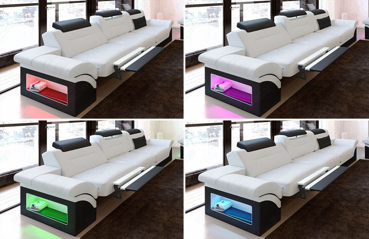 Optional erhÃ¤ltliche akkubetriebene LED Beleuchtung mit Fernbedienung (Farbwechsel) beim Sofa Monza Zweisitzer