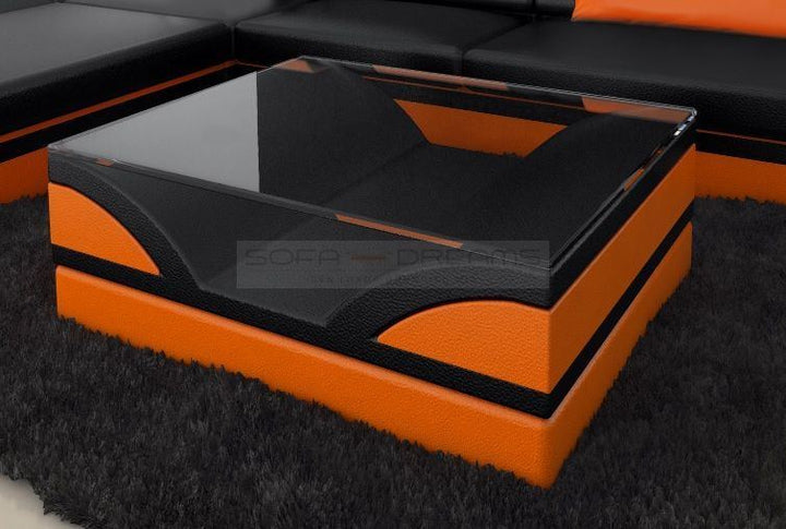 Moderner Couchtisch  Monza in schwarz-orange