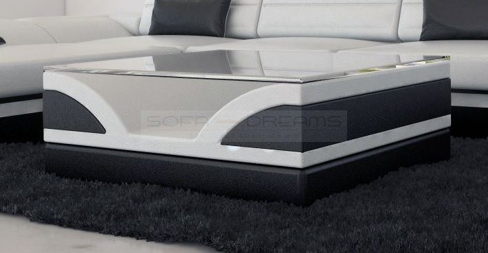 Designertisch Monza in weiss-schwarz