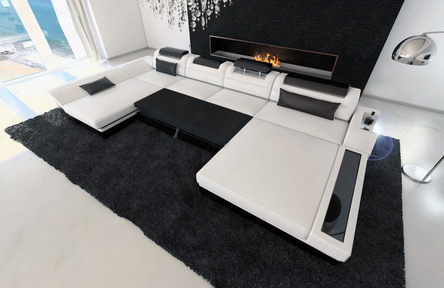 Megano Sectional With Led And Fabric Cover