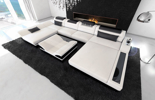 Leather Sectional Megano With Ottoman And Led