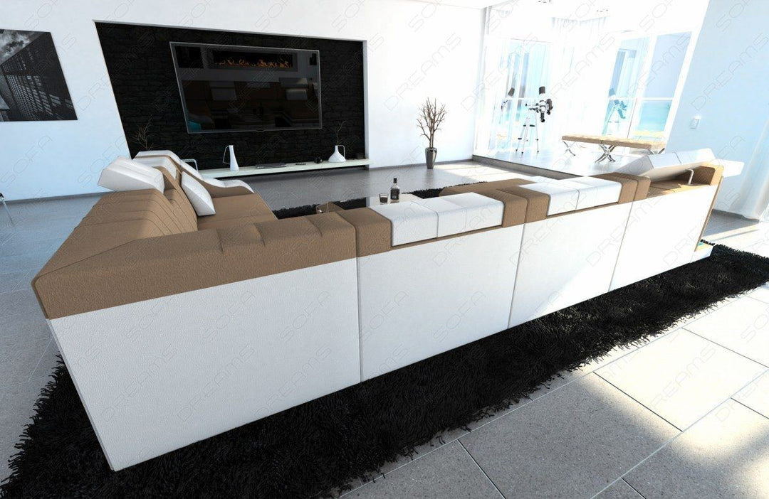Polster Wohnlandschaft Turino XXL mit LED in  cappuccino - Mineva6