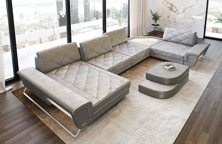 Design Polstersofa Ferrara U Form in beige - SunVelvet1021 Samtstoff