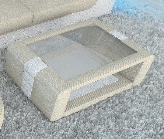 Stoff Couchtisch Bellagio in elfenbein - Hugo1 Strukturstoff