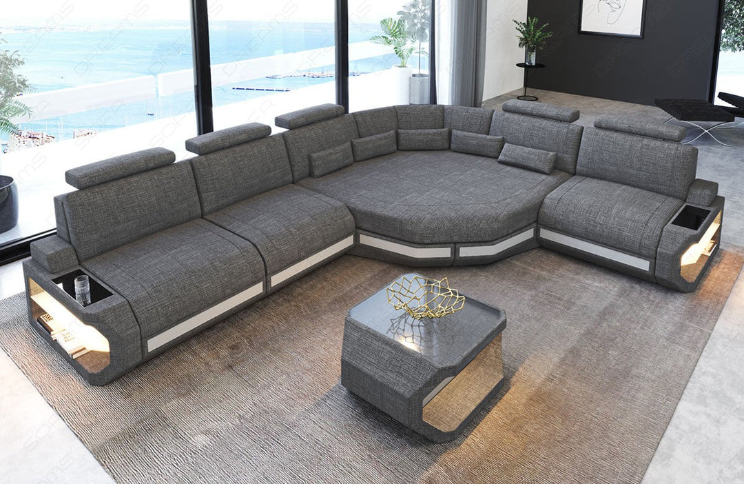 Polster Ecksofa Asti in der L Form in grau - Hugo5 / optional sind Couchtisch und USB-AnschlÃ¼sse bestellbar