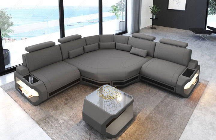 Design Stoffsofa Asti L Mini mit Mikrofaser Stoffbezug in hellgrau - Mineva12