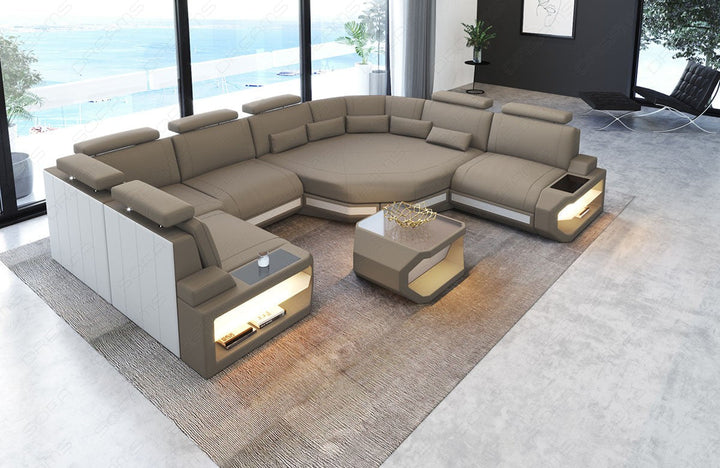 Design Polster Wohnlandschaft Asti U Mini in taupe - Mineva21