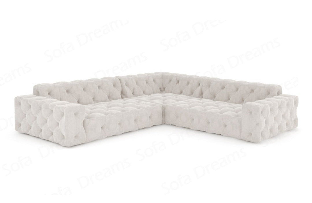 Moderne Polster Eckcouch Menorca L Form mit Samtstoff-Bezug in Beige