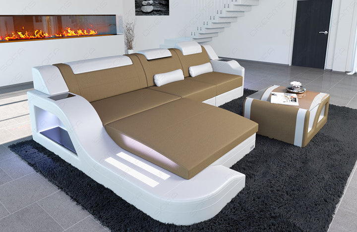 Polstercouch Palermo L Form mit Mikrofaser Stoff in beige - Mineva4