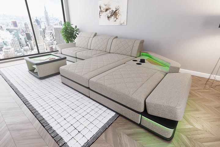 Polster Ecksofa Perugia L Form Stoff in macchiato - Hugo2 Strukturstoff