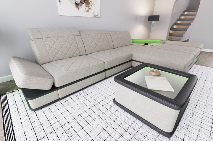 Polster Ecksofa Perugia L Form Stoff in macchiato - Hugo2 Strukturstoff