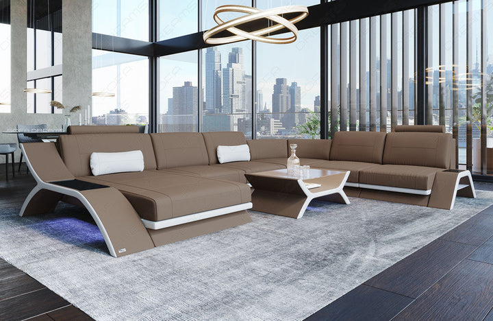 Design Polster Wohnlandschaft Calabria XXL in taupe - Mineva21