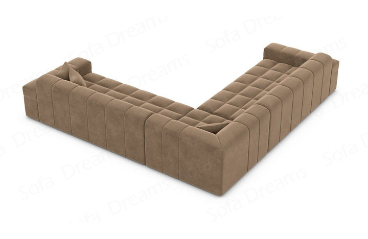 Polster Ecksofa Ibiza L Form mit Samtstoffbezug in Braun