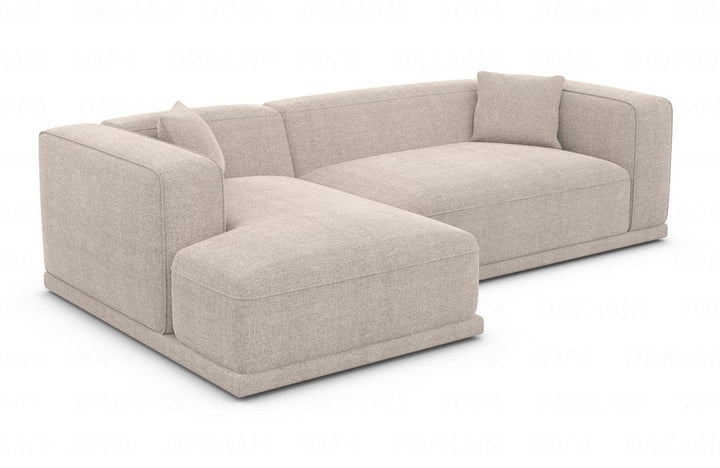 Moderns Stoffsofa Merida L Form kurz mit Strukturstoff Bezug - Beige