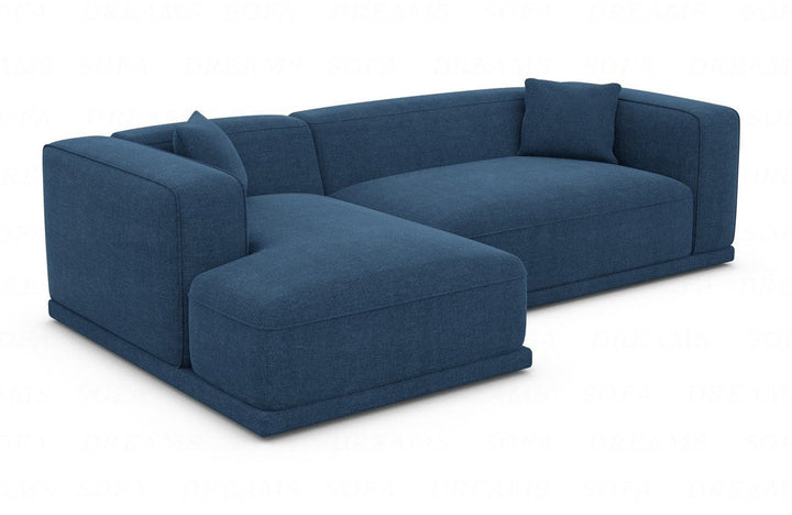 Moderns Stoffsofa Merida L Form kurz mit Strukturstoff Bezug - Blau