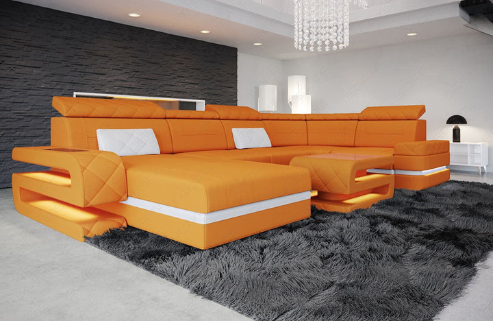 Moderne Stoff Wohnlandschaft Bologna U Form in apricot - Mineva16