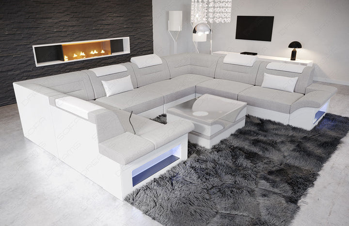 Sofa Wohnlandschaft Brianza U Form in macchiato - Hugo2 Strukturstoff