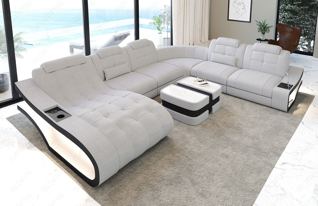 Polster Wohnlandschaft Elegante XXL Strukturstoff in macciato - Hugo2