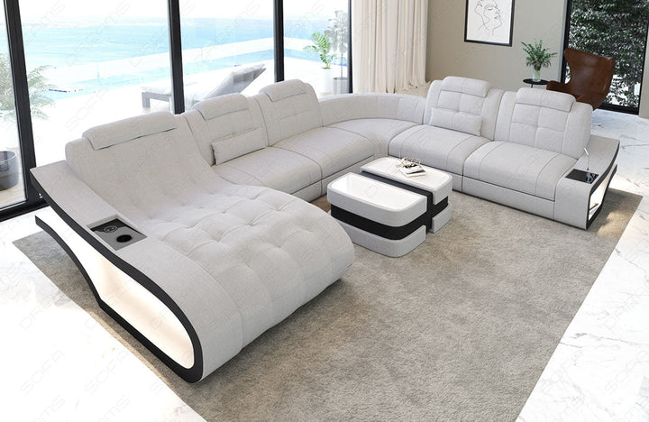 Polster Wohnlandschaft Elegante XXL Strukturstoff in macciato - Hugo2