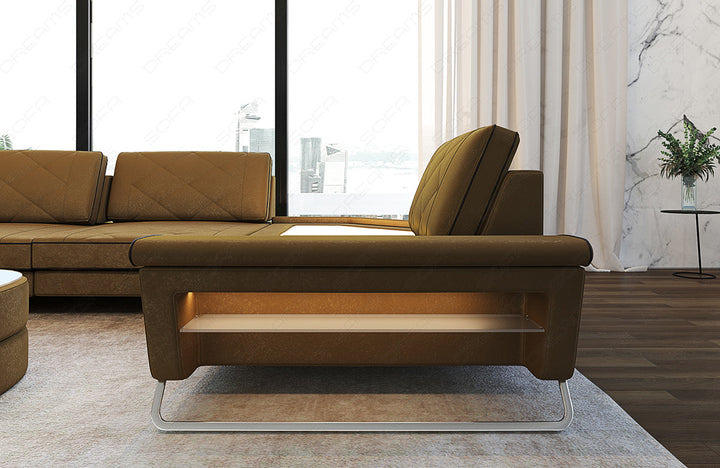 Detailansicht der kleinen Armlehne beim Sofa Ferrara U Form