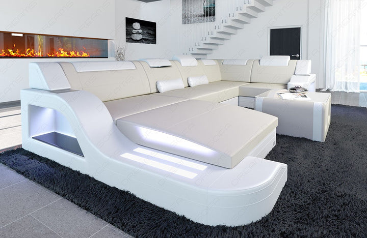 Design Polsterwohnlandschaft Palermo U Form in elfenbein - Mineva1