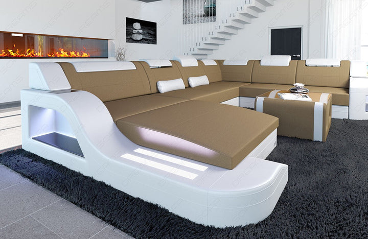 Polster Sofa Wohnlandschaft Palermo XXL in cappuccino - Mineva6