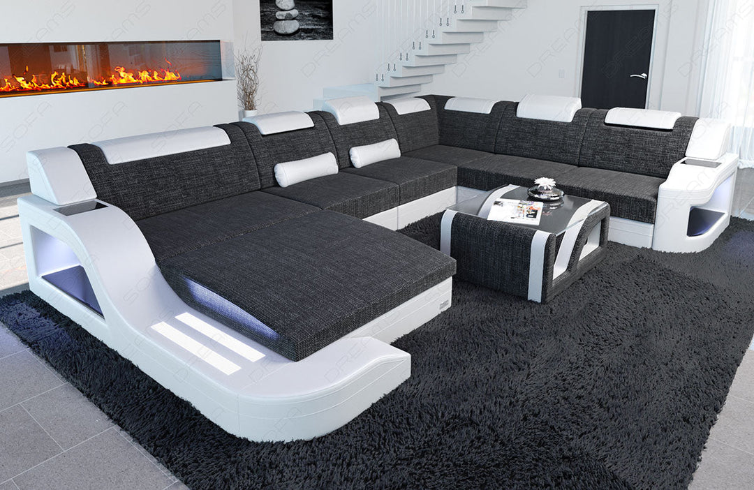 Moderne Polster Wohnlandschaft Palermo XXL in schwarzgrau - Hugo12
