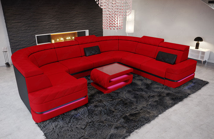 Moderne Polster Wohnlandschaft Positano U Form in rot - Mineva20