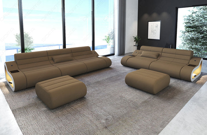 Sofa Couchgarnitur Concept 3-2 Mikrofaser Stoff in cappuccino - Mineva6