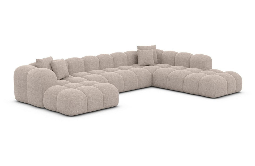 Design Sofa Wohnlandschaft Formentera XXL mit Strukturstoff Bezug - Beige
