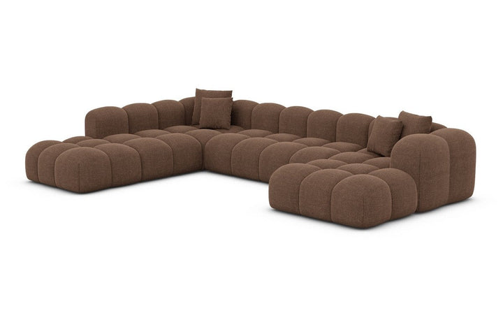 Design Sofa Wohnlandschaft Formentera XXL mit Strukturstoff Bezug - Braun