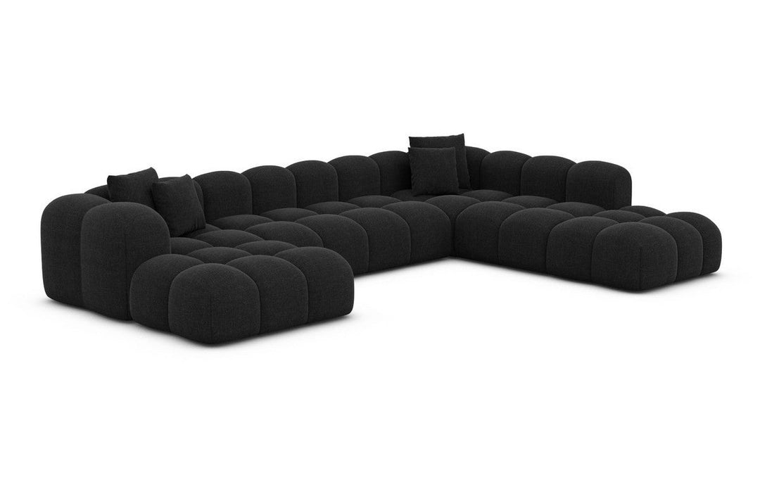 Design Sofa Wohnlandschaft Formentera XXL mit Strukturstoff Bezug - Schwarz