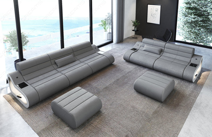 Polster Sofa Garnitur Concept 3-2 Altarastoff in Silver6A